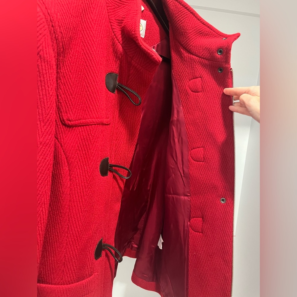 Talbots Mockneck Red Toggle Jacket Patch Pocket W… - image 3